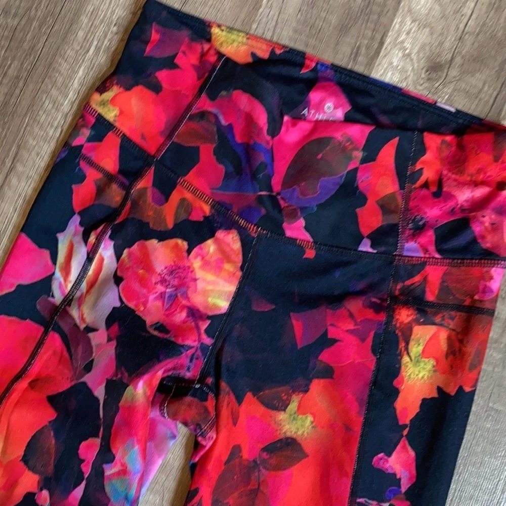 Athleta Legging Pant Mystique Chaturanga Floral Red Pink Black Size Small - Picture 4 of 9